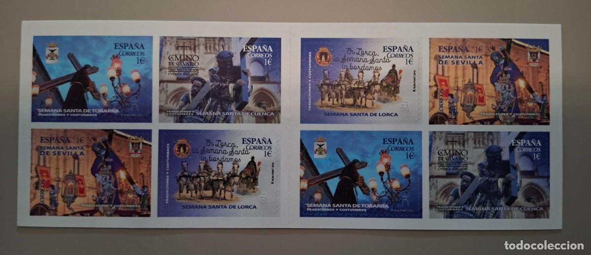 Sellos: SEMANA SANTA CUENCA, LORCA, SEVILLA, TOBARA - CARNET CON 8 SELLOS - EDIFIL 5037C, ESPA&Ntilde;A ..A3817B