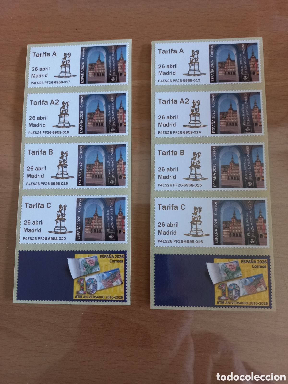 Sellos: ATMS 2 TIRAS 4 TARIFAS PLAZA MAYOR CON VI&Ntilde;ETA,CON LOGO Y SIN LOGO.