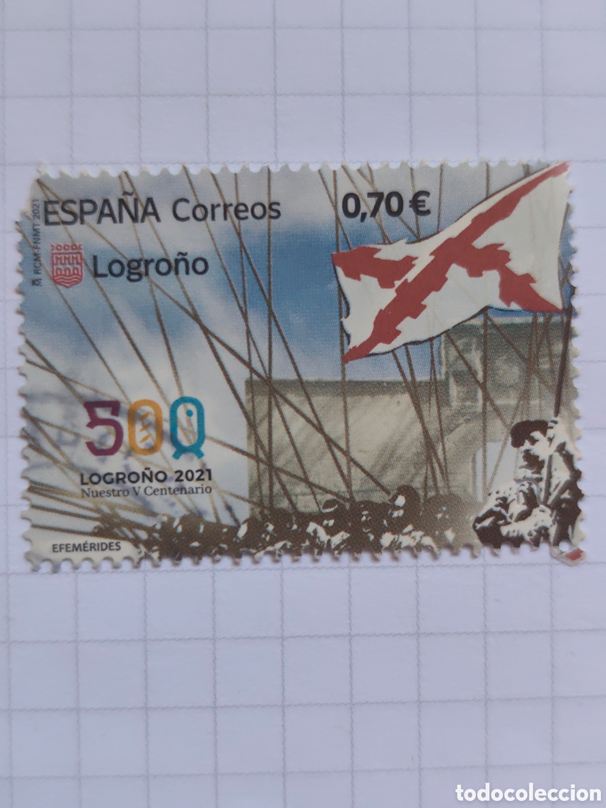 Sellos: ESPA&Ntilde;A 5494 A&ntilde;o 2021 Efem&eacute;rides Logro&ntilde;o usado