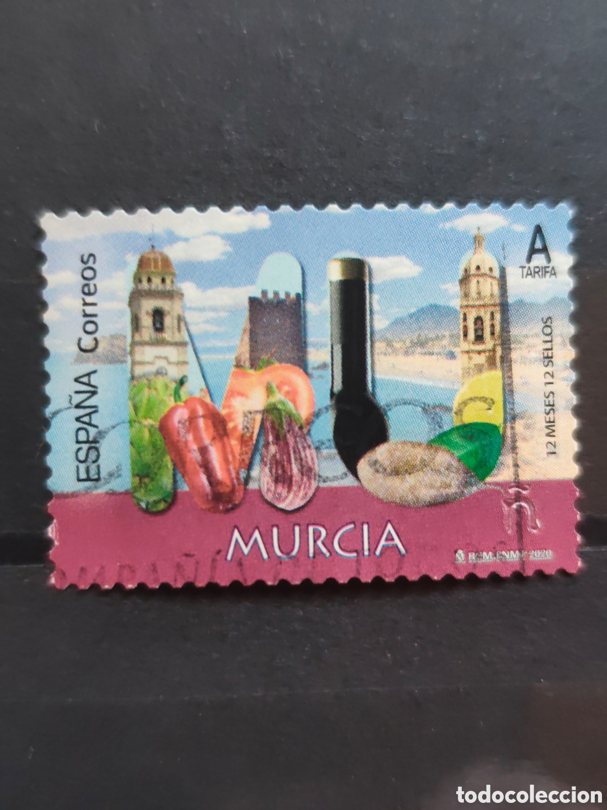 Sellos: ESPA&Ntilde;A 5372 a&ntilde;o 2020 12 meses 12 sellos MURCIA Usado