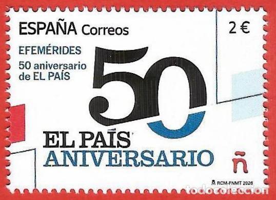 Sellos: Espa&ntilde;a. 2026. 50 Aniversario del Diario EL PAIS