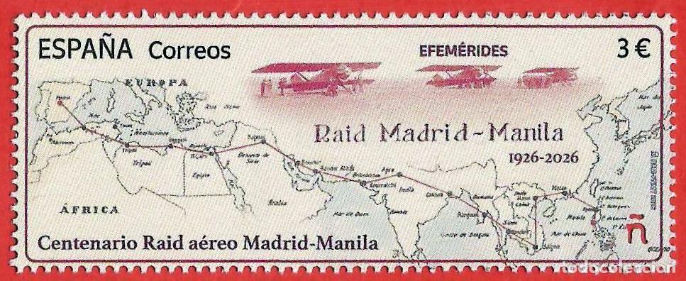 Sellos: Espa&ntilde;a. 2026. Centenario Raid a&eacute;reo Madrid-Manila. 1926-2026