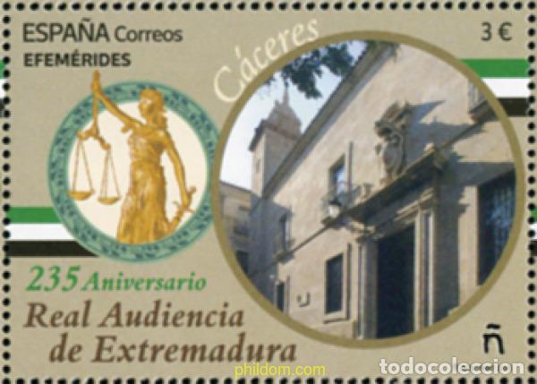Sellos: 771886 MNH ESPA&Ntilde;A 2025 EFEM&eacute;RIDES. 235 ANIVERSARIO REAL AUDIENCIA DE EXTREMADURA.
