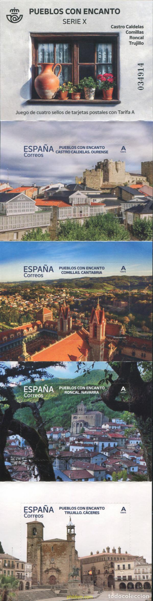 Sellos: 769711 MNH ESPA&Ntilde;A 2025 PUEBLOS CON ENCANTO. CASTRO CALDELAS (OURENSE). COMILLAS (CANTABRIA). RONCA
