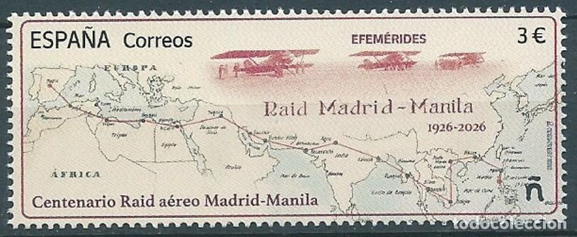 Sellos: ESPA&Ntilde;A 2026 CENTENARIO RAID A&Eacute;REO MADRID-MANILA 1926-2026 MNH ED 5904 YT 5665
