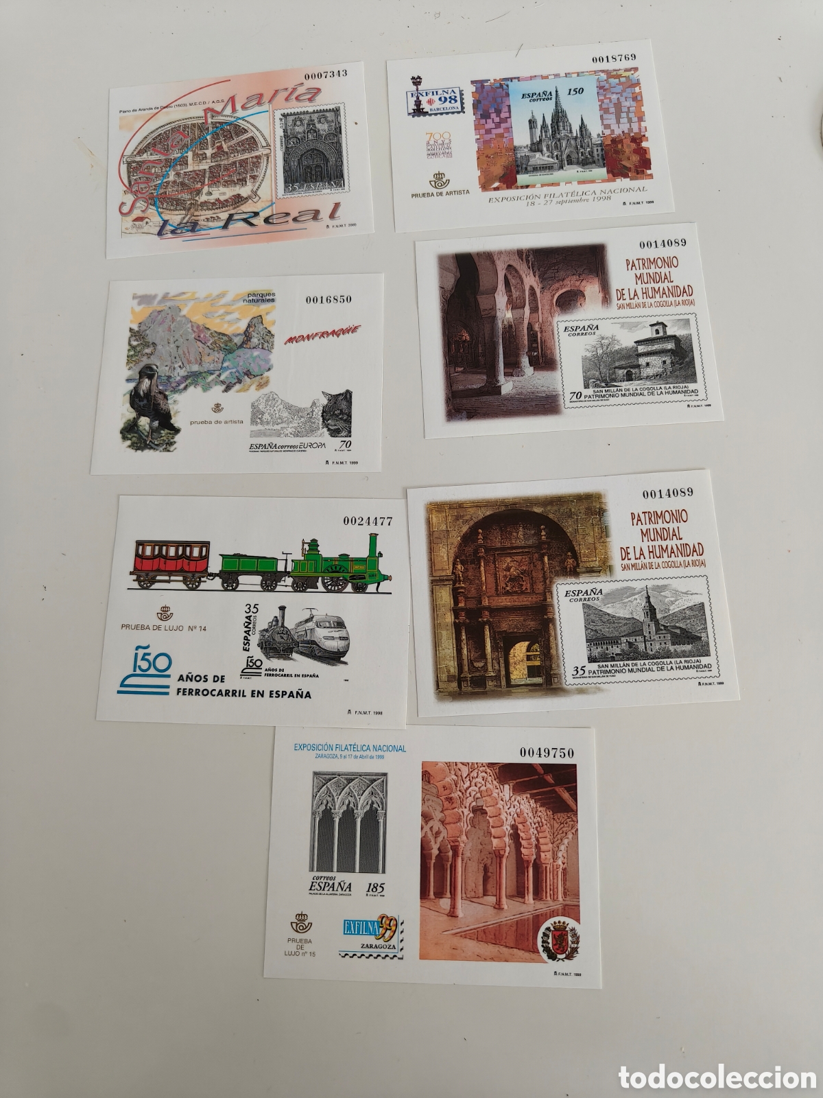 Sellos: Espa&ntilde;a lote 7 sellos precioso lote de pruebas oficiales a&ntilde;os 1998/2000 sellos nuevos**