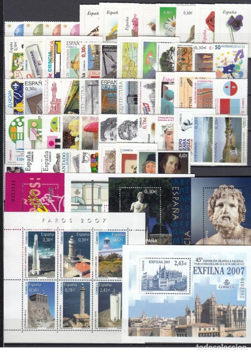 Sellos: SELLOS ESPA&Ntilde;A A&Ntilde;O COMPLETO 2007. NUEVOS SIN FIJASELLOS.