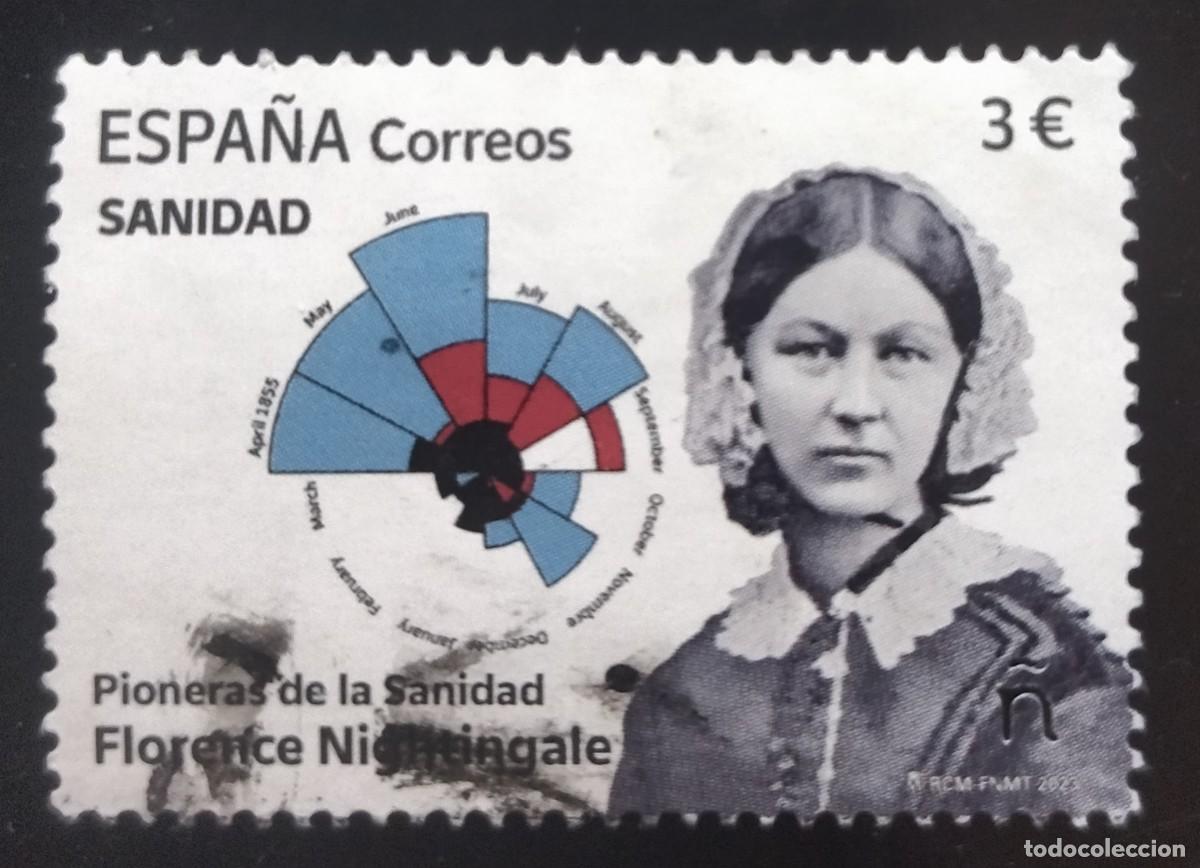 Sellos: ESPA&Ntilde;A 2023 SANIDAD. PIONERAS DE LA SANIDAD. FLORENCE NIGHTINGALE. USADO.