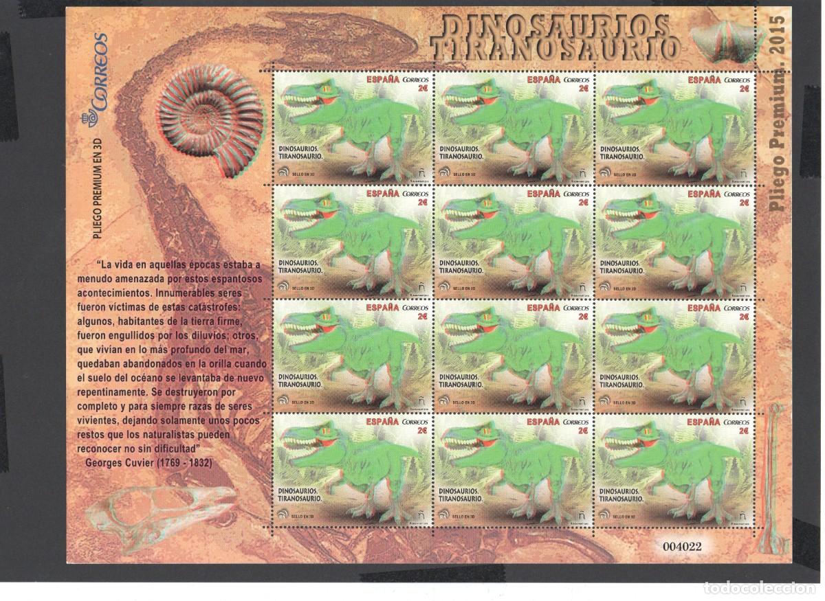 Timbres: PLIEGO PREMIUM N&ordm; 22 DINOSAURIOS TIRANOSAURIO