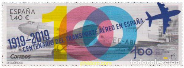 Sellos: 613055 MNH ESPA&Ntilde;A 2019 CENTENARIO DEL TRANSPORTE A&Eacute;REO EN ESPA&Ntilde;A (1919-2019