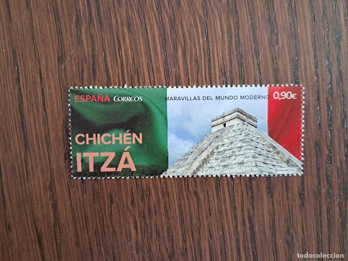 Sellos: sello de Espa&ntilde;a nuevo, maravillas del mundo, Chich&eacute;n Itz&aacute;, edifil 4996, a&ntilde;o 2015.
