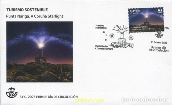 Sellos: 756610 MNH ESPA&Ntilde;A 2025 TURISMO SOSTENIBLE. PUNTA NARIGA. A CORU&ntilde;A STARLIGHT