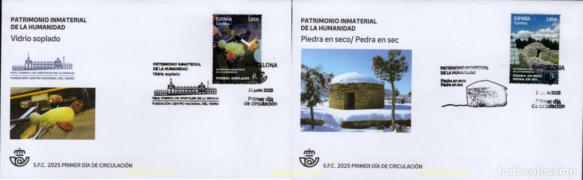 Briefmarken: 767796 MNH ESPA&Ntilde;A 2025 PATRIMONIO INMATERIAL DE LA HUMANIDAD. PIEDRA EN SECO/ PEDRA EN SEC. VIDRIO