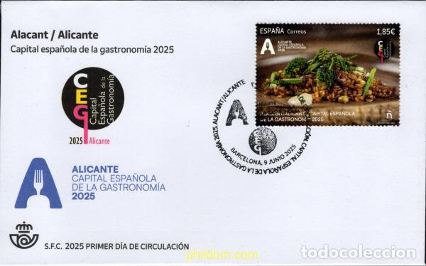Briefmarken: 767734 MNH ESPA&Ntilde;A 2025 CAPITAL ESPA&ntilde;OLA DE LA GASTRONOM&iacute;A 2025. ALACANT/ALICANTE.