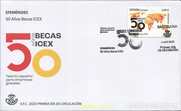 Briefmarken: 777299 MNH ESPA&Ntilde;A 2025 50 A&ntilde;OS BECAS ICEX