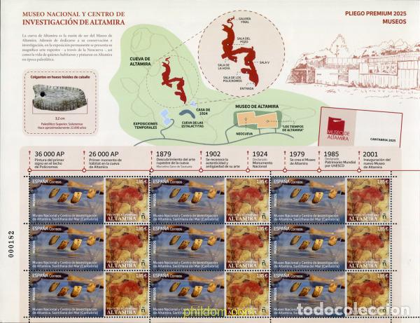 Briefmarken: 759371 MNH ESPA&Ntilde;A 2025 MUSEOS. MUSEO NACIONAL Y CENTRO DE INVESTIGACI&oacute;N DE ALTAMIRA. SANTILLA DEL