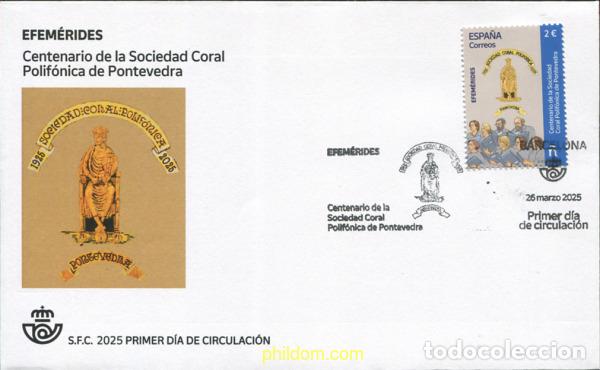 Sellos: 760179 MNH ESPA&Ntilde;A 2025 EFEM&eacute;RIDES. CENTENARIO DE LA SOCIEDAD CORAL POLIF&oacute;NICA DE PONTEVEDRA.