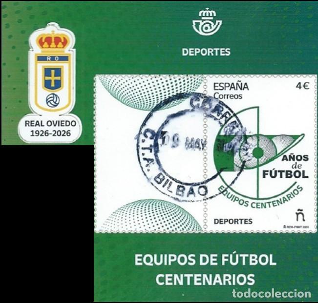 Sellos: ESPA&Ntilde;A 2026 DE HB EQUIPOS DE F&Uacute;TBOL CENTENARIOS:REAL OVIEDO USADO ED 5912