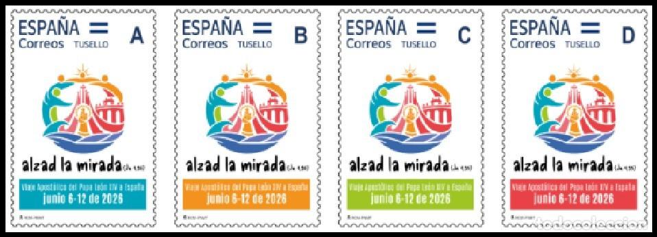 Sellos: SELLOS CONMEMORATIVOS VISITA DEL PAPA LE&Oacute;N XIV A ESPA&Ntilde;A SET 4V MNH