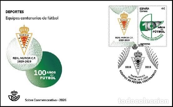 Stamps: ESPA&Ntilde;A 2026 DE HB EQUIPOS DE F&Uacute;TBOL CENTENARIOS: REAL MURCIA C.F. 1919-2019 FDC ED 5912