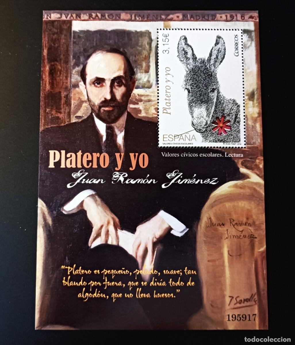 Sellos: Nuevo. V. Civicos escolares. Platero y J. R. Jimenez. 7 de Noviembre de 2014. Edifil SH 4921.