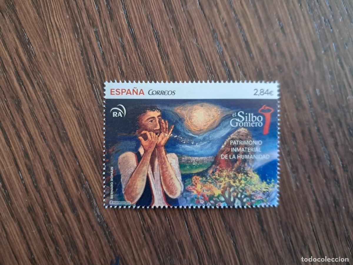 Sellos: Espa&ntilde;a 2015 Edifil 4987 Sello &ordm; Hombre silbando el lenguaje Silbo Gomero Patrimonio Inmaterial de la