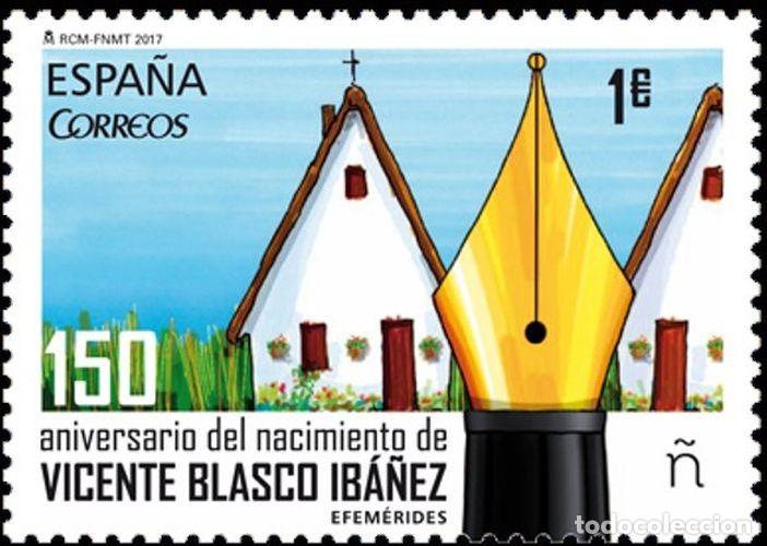 Sellos: Espa&ntilde;a 2017 Edifil 5122 Sello ** Aniversario Nacimiento Vicente Blasco Iba&ntilde;ez Barracas Valencia