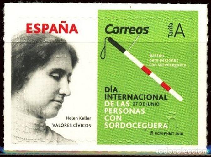Sellos: Espa&ntilde;a 2018 edifil 5237 Sello ** Valores Civicos Helen Keller Dia Internacional de las personas c