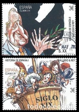 Sellos: ESPA&Ntilde;A 2017 DE HB N&ordm;1 Y 2 HISTORIA DE ESPA&Ntilde;A GALLEGO&REY 2V USAD ED 5144-5 YT 4864-65 MI 5159-60