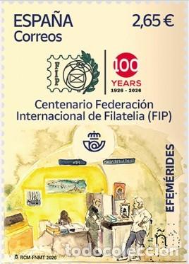 Sellos: ESPA&Ntilde;A 2026 CENTENARIO FEDERACI&Oacute;N INTERNACIONAL DE FILATELIA (FIP) MNH ED 5923 YT 5683