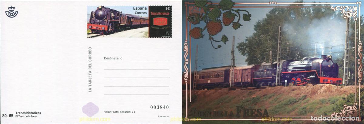 Sellos: 735070 MNH ESPA&Ntilde;A 2024 TRENES HIST&oacute;RICOS. TREN DE LA FRESA. MADRID-ARANJUEZ