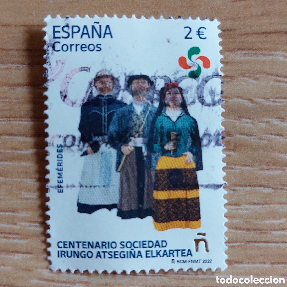 Sellos: 2022 Espa&ntilde;a Usado Efem&eacute;rides Centenario Sociedad Irungo Atsegi&ntilde;a
