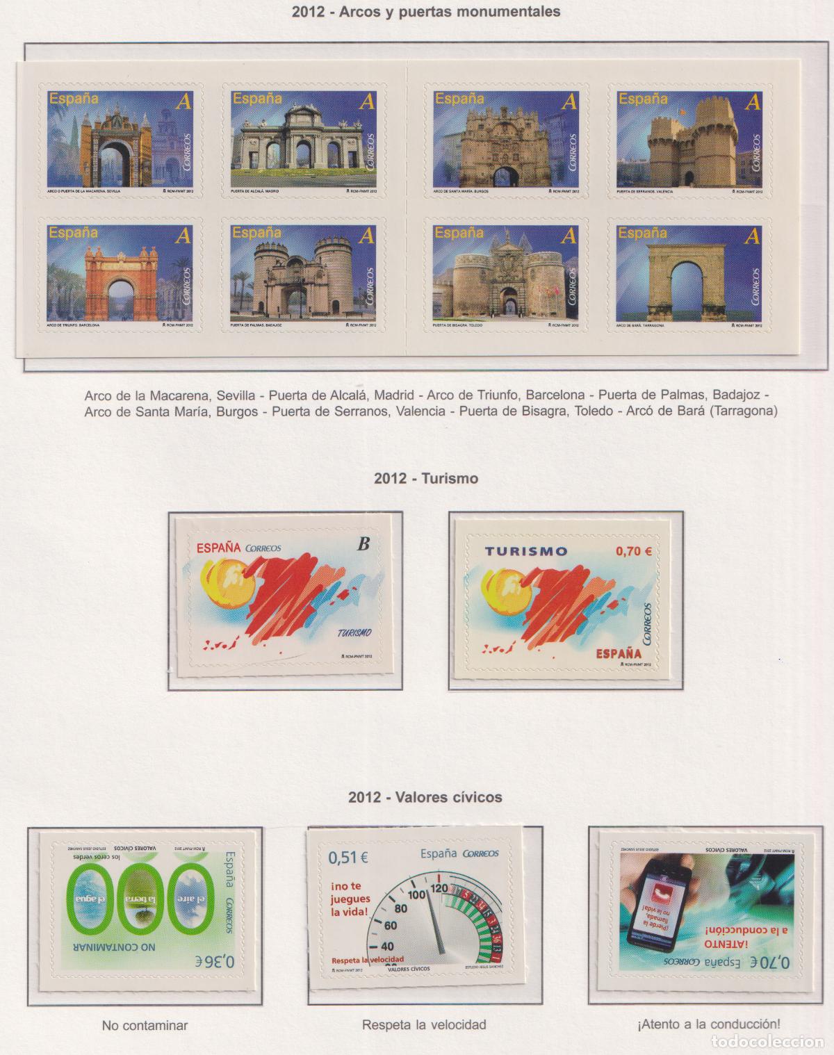 Sellos: ESPA&Ntilde;A A&Ntilde;O 2012 COLECCI&Oacute;N COMPLETA DE SELLOS Y HOJAS BLOQUE NUEVO SIN FIJASELLOS