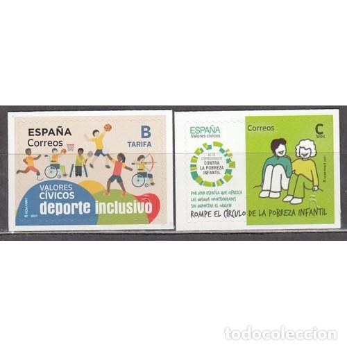 Sellos: Espa&ntilde;a 2021 Edifil 5485/6 Sellos ** Valores c&iacute;vicos Deporte Inclusivo y Contra la pobreza infantil