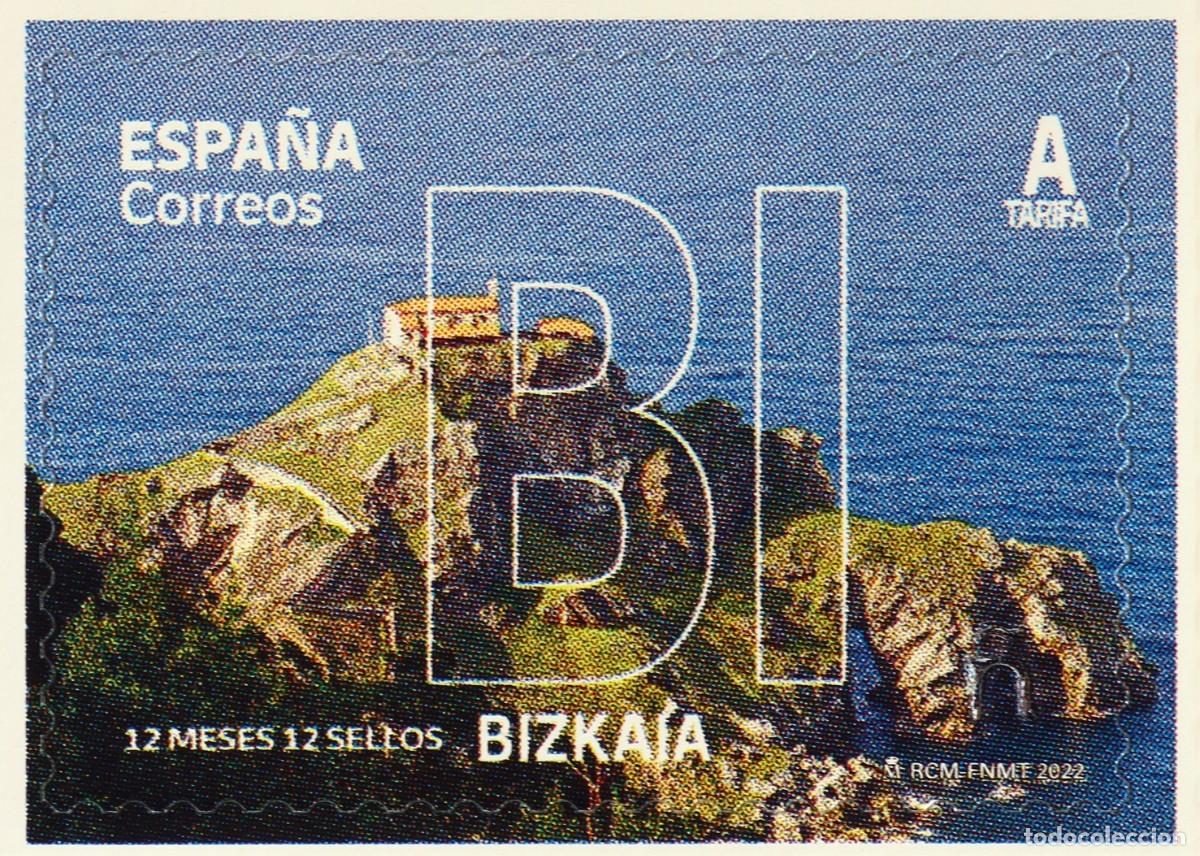 Sellos: Espa&ntilde;a 2022 Edifil 5542 Sello ** 12 meses 12 sellos Bizkaia Paisaje Rocas Michel 5592 Yvert 5297