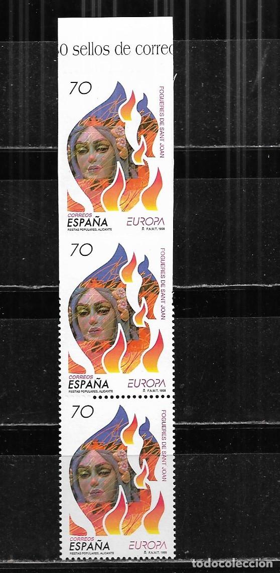 Sellos: ESPA&Ntilde;A 1998, ED 3542s.Tira de 3 - Sello parte superior sin dentar, 2&ordm; sin dentar parcial(ver foto)
