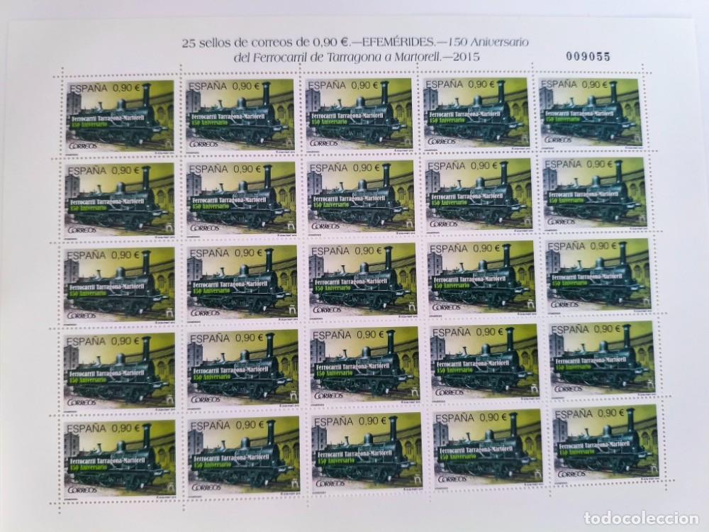 Sellos: Pliego Completo Correos 2015 - 150 Aniversario Ferrocarril Tarragona a Martorell (25 Sellos)
