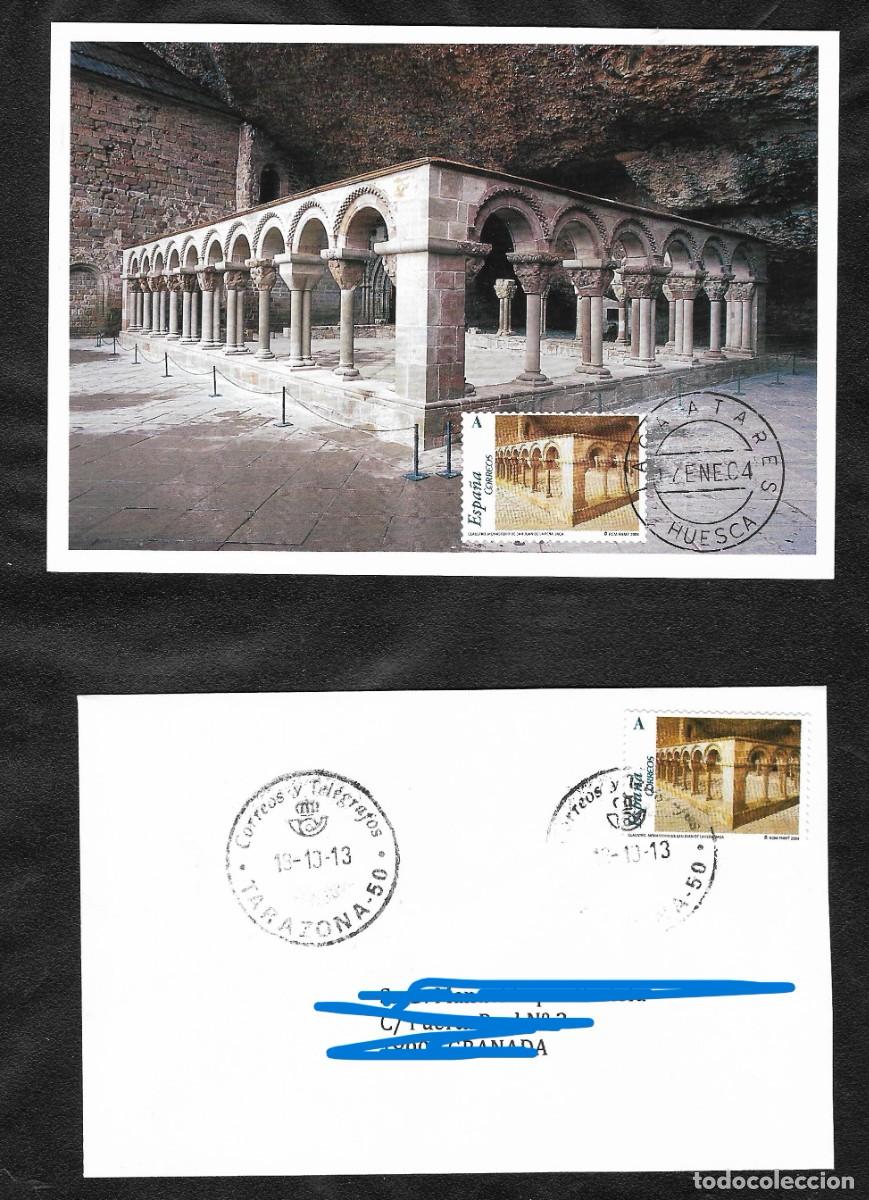 Sellos: Tarjeta y carta San Juan de la Pe&ntilde;a . Huesca- Arag&oacute;n . Tarazona . Jaca-Atares. 2004, 2013