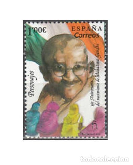 Sellos: Edifil 5346 MNH 150&ordm; Aniversario Mahatma Gandhi SIN FIJA SELLO Espa&ntilde;a 2019