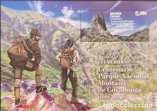 Sellos: Hoja Bloque Correos Espa&ntilde;a - Centenario Parque Nacional Monta&ntilde;a de Covadonga 2018 - Nueva