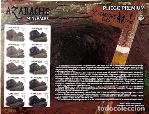 Sellos: Pliego Premium Correos Espa&ntilde;a 2020: &rdquo;Azabache - Minerales de Oles&rdquo;