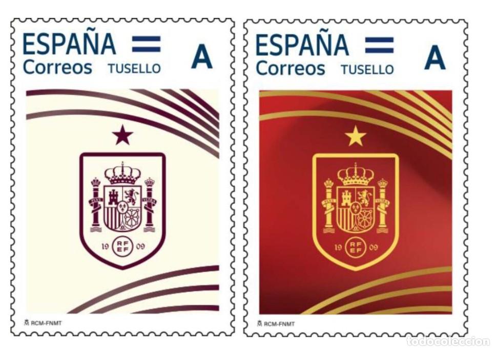 Briefmarken: ESPA&Ntilde;A 2026 TUSELLO CAMISETAS ROJA Y BLANCA DE LA SELECCION ESPA&Ntilde;OLA DE FUTBOL MNH