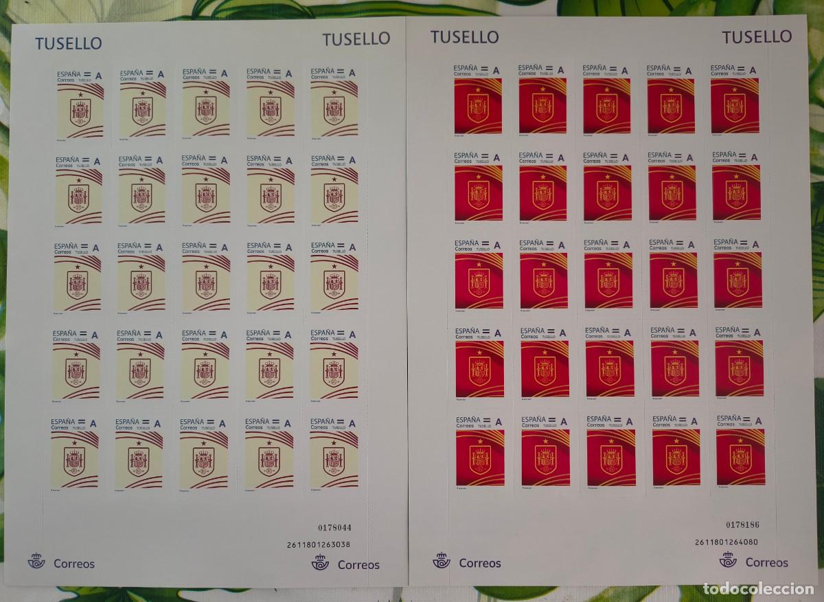 Sellos: ESPA&Ntilde;A 2026 TUSELLO CAMISETAS ROJA Y BLANCA DE LA SELECCION 1 ESTRELLA 2 PLIEGOS DE 25 VALORES