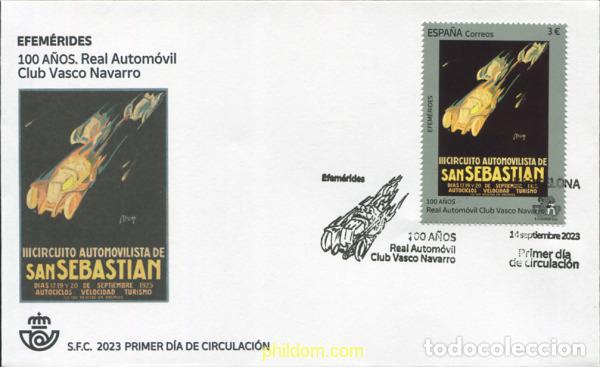 Sellos: 716822 MNH ESPA&Ntilde;A 2023 EFEM&Eacute;RIDES. 100 A&Ntilde;OS REAL AUTOM&Oacute;VIL CLUB VASCO NAVARRO.