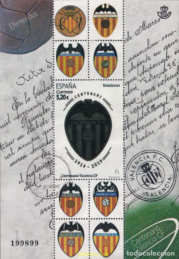 Sellos: 743730 USED ESPA&Ntilde;A 2019 CENTENARIO DEL VALENCIA CLUB DE F&Uacute;TBOL