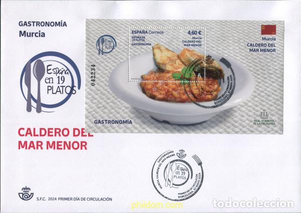 Sellos: 735574 MNH ESPA&Ntilde;A 2024 GASTRONOM&iacute;A: ESPA&ntilde;A EN 19 PLATOS. MURCIA. CALDERO DEL MAR MENOR.