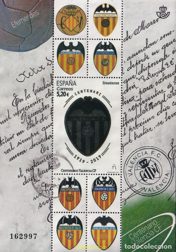 Sellos: 743746 USED ESPA&Ntilde;A 2019 CENTENARIO DEL VALENCIA CLUB DE F&Uacute;TBOL