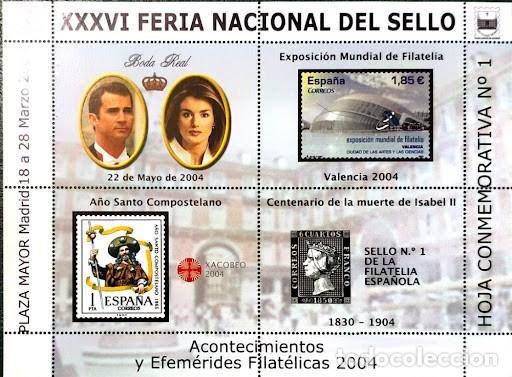 Sellos: Lote de 4 hojas bloque / minipliegos de sellos - Espa&ntilde;a 2004