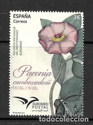 Sellos: ESPA&Ntilde;A 2025. PAEONIA CAMBESSEDESII. EUROMED POSTAL. EDIFIL 5847. USADO.