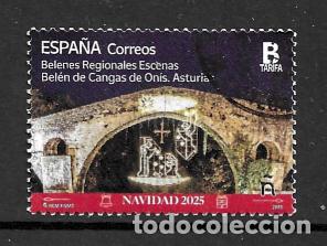 Sellos: ESPA&Ntilde;A 2025. BELENES REGIONALES. BELEN DE CANGAS DE ONIS. ASTURIAS. EDIFIL . USADO.